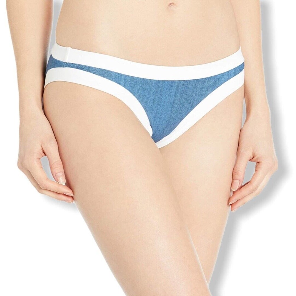 Seafolly Women's Block Party Hipster Bikini Bottom Denim New 4